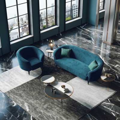 Samt 3-zits stoffen bankstel woonlandschap Relax zitontwerp bank loungebanken