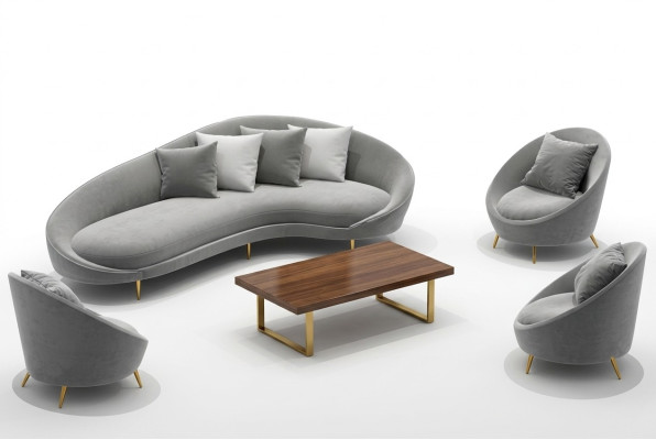 Hoekbank + fauteuil woonlandschap Relax zitmeubel design bank loungebanken textiel fluweel