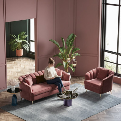 Bankstel 3+1 zits design bank lounge banken woonlandschap fluweel meubels
