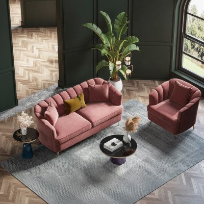 Bankstel 3+1 zits design bank lounge banken woonlandschap fluweel meubels
