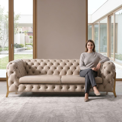 Kunstlederen 3-zitsbank woonlandschap Relax-zitontwerp Bank Loungebanken