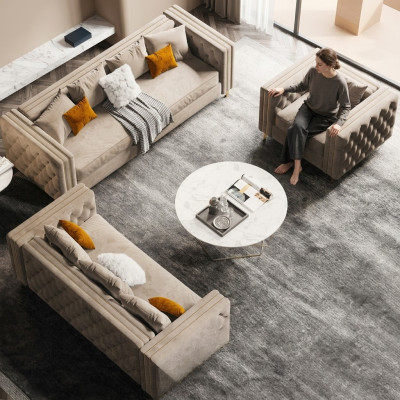 Fluwelen woonlandschap Relax zits ontwerp bank loungebank banken bank 3 zits 233 cm
