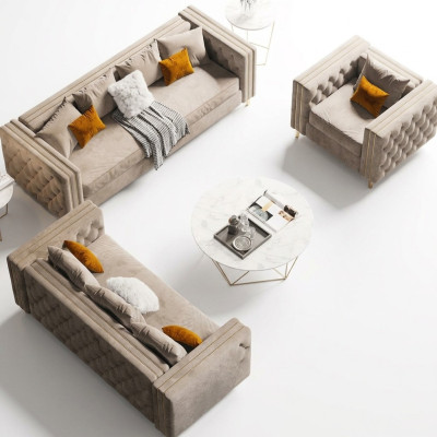 Fluwelen woonlandschap Relax zits ontwerp bank loungebank banken bank 3 zits 233 cm