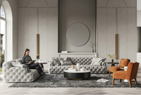Chesterfield Leren Bank Driezits Relax Zitmeubel Ontwerp Bank Lounge Banken 234 cm