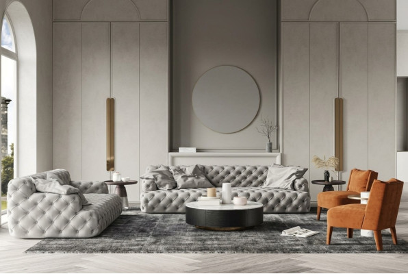 Chesterfield Leren Bank Driezits Relax Zitmeubel Ontwerp Bank Lounge Banken 234 cm