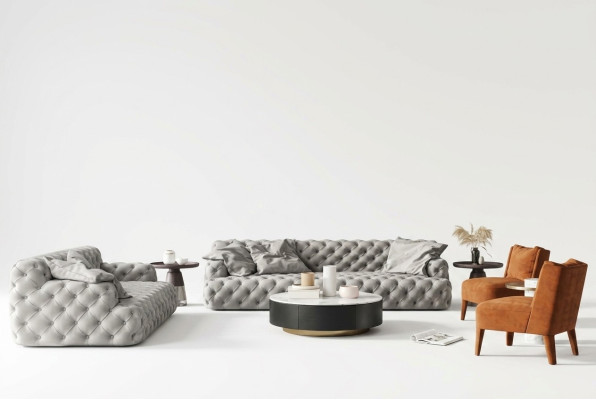 Chesterfield Leren Bank Driezits Relax Zitmeubel Ontwerp Bank Lounge Banken 234 cm