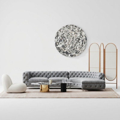 Chesterfield zithoek design bank lounge banken textiel hoekbank L-vorm woonlandschap