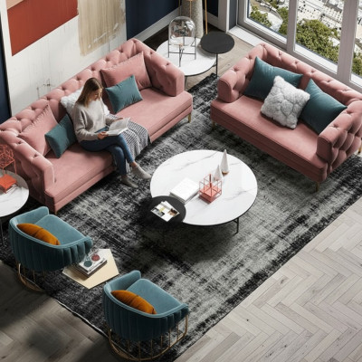 Driepersoons relaxzetel designbank loungesofa textiel bank 3-zits fluwelen sofa.