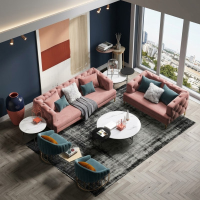 Driepersoons relaxzetel designbank loungesofa textiel bank 3-zits fluwelen sofa.