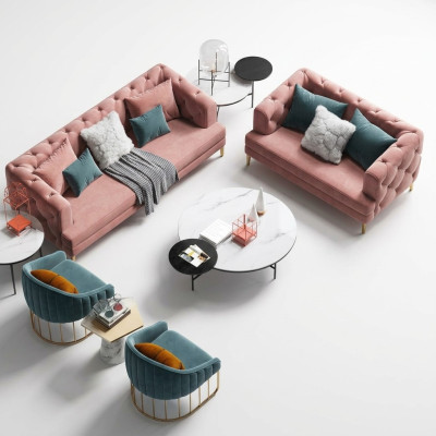Driepersoons relaxzetel designbank loungesofa textiel bank 3-zits fluwelen sofa.