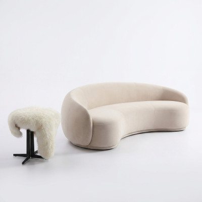 Ontwerp bank lounge bankstellen fluwelen bank 3 zits stof ronde club meubels hoekbankstellen
