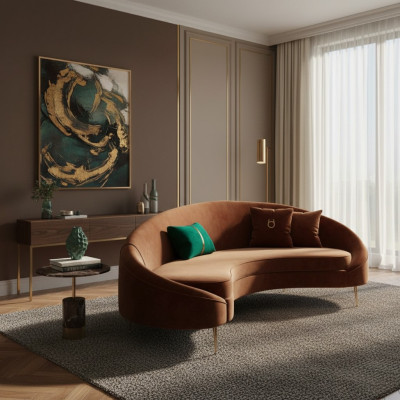 Hoekbank 3-zits gestoffeerd fluweel Modern Relax zit Luxe Meubels Woonlandschap Hoek