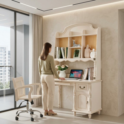 Set bureaukast + bureaustoel bureau met laden PC-tafel 2-delig.
