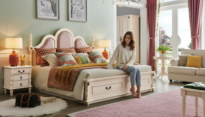 Bed bekleding design luxe dubbele hotelbedden slaapkamer 180x200 cm hout nieuw