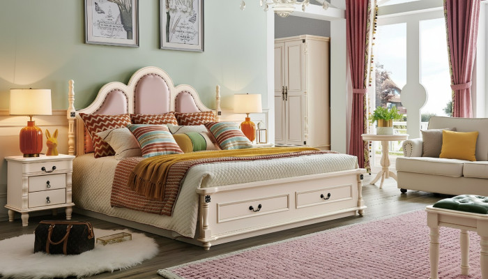 Bed bekleding design luxe dubbele hotelbedden slaapkamer 180x200 cm hout nieuw