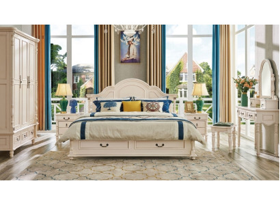 Slaapkamer set Bed Nachtkastje Kledingkast Stoel Kaptafel Ontwerp 6-delig.