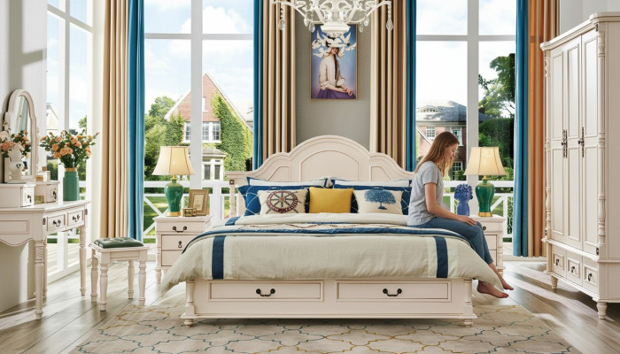 Tweepersoons hotelbedden slaapkamer 180x200 cm houten bed gestoffeerd design luxe nieuw