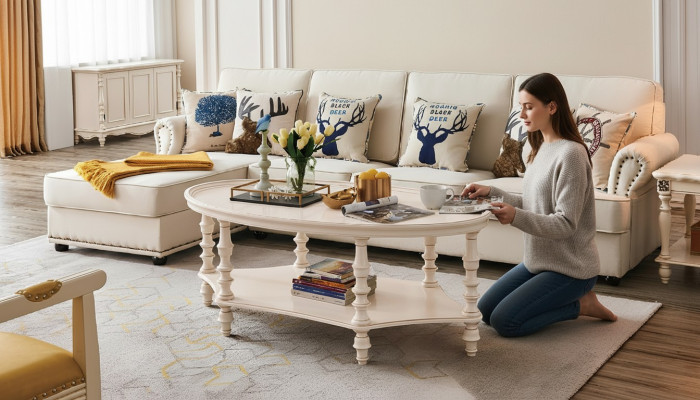 Ovale salontafel woonkamer design luxe bijzettafel houten tafel