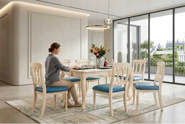 Eetkamer Eettafel 6 x Stoelen Eetset Hout Keuken Groep Dressoir Meubels Nieuw 7-delig.