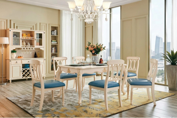 Eetkamer Eettafel 6 x Stoelen Eetset Hout Keuken Groep Dressoir Meubels Nieuw 7-delig.