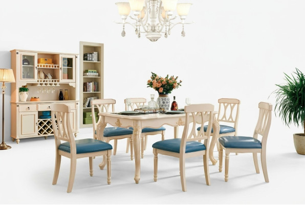 Eetkamer Eettafel 6 x Stoelen Eetset Hout Keuken Groep Dressoir Meubels Nieuw 7-delig.