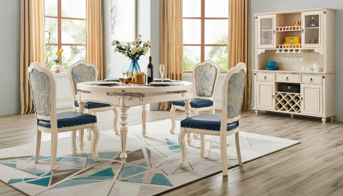 Klassieke eetkamerset tafel met 4 stoelen set stoelgroep tafels 5-delig