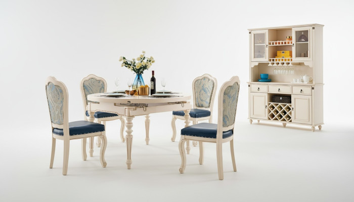 Klassieke eetkamerset tafel met 4 stoelen set stoelgroep tafels 5-delig