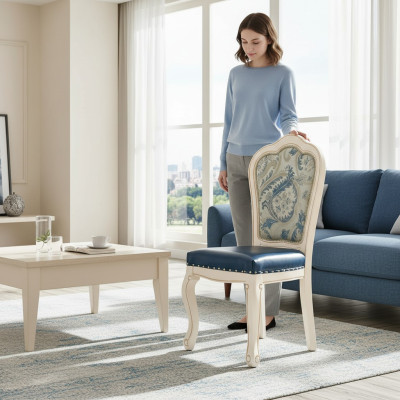 Stoel Stoelen Ontwerp Armstoel Hout Bekleding Klassieke Eetkamer Meubelen Massief Hout