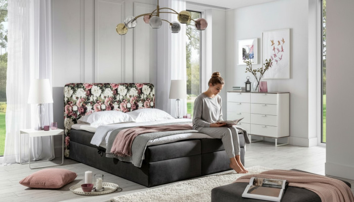 Bedden Boxspring bed Textiel Design Dubbel Hotel Modern Bed Slaapkamer Bloemen