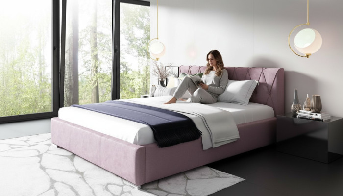 Bed Bedframe Upholstered bed Beds Double hotel 180x200 Bedroom Pink Furniture