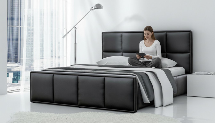 Tweepersoonsbed Bedframe Bed Meubels Gestoffeerd Bed Bedden Polyester Modern Zwart