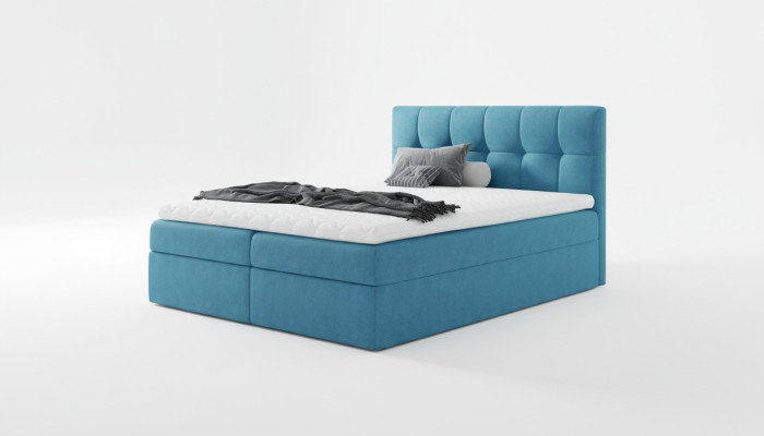 Bed Huwelijksbed Boxspringbed Tweepersoonsbed Modern Blauw Slaapkamer Bedden 160x200