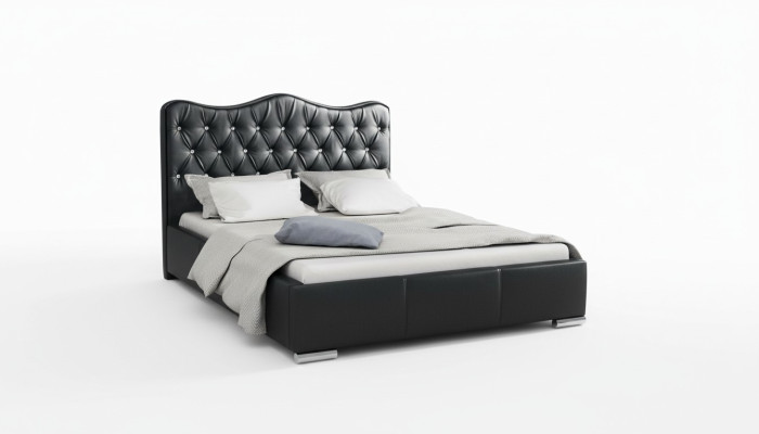 Bedframe Bedden Tweepersoonsbed Modern Bed Kunstleer Gestoffeerd Bed Zwart