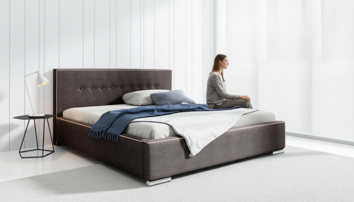 Bedframe Tweepersoonsbed Bed Echtelijk bed Bedden Gestoffeerd bed Slaapkamer Grijs Nieuw