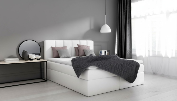 Boxspringbed Tweepersoonsbed Bed met opbergruimte Tweepersoonsbed Bedden Gestoffeerd bed Wit Nieuw