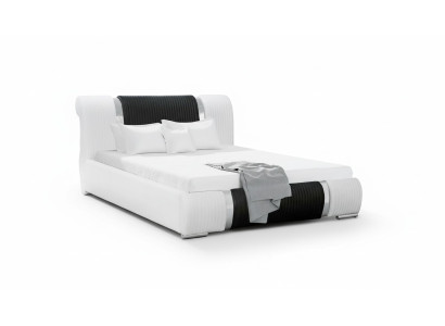 Bed Bedframe Double bed Beds Marriage bed Upholstered bed Chrome trim Furniture White