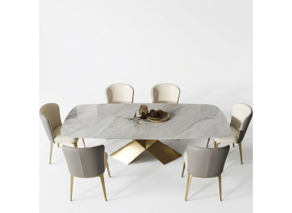 Luxe eettafels Tafels Ontwerp Tafel Roestvrij staal Steen Meubels Eetkamer Modern Kolom