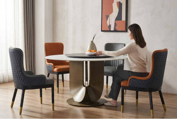 Ronde zuilentafels Ontwerp Tafel Rond Steen Meubels Eetkamer Eettafels Modern