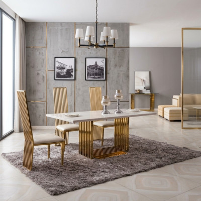 Luxe tafel Metaal Eettafel Mega Design Metalen Tafels 140x80 Eetkamermeubels