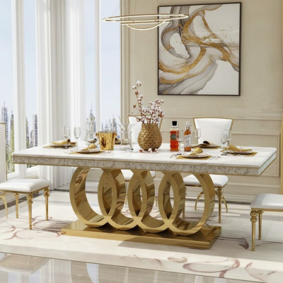 Luxe eettafel eetkamertafel metaal goud tafels eettafels meubels inrichting