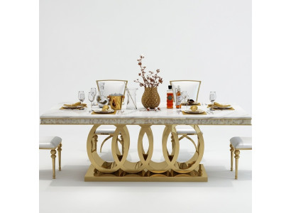 Luxe eettafel eetkamertafel metaal goud tafels eettafels meubels inrichting