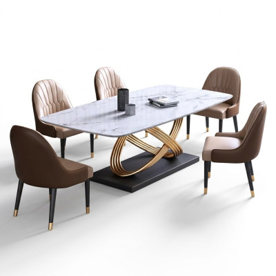 Luxe tafel van metaal Eettafel Mega Design Tafels Roestvrij staal Marmerimitatie Eettafel