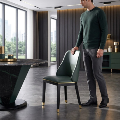 Stoel Stoelen Ontwerp Fauteuil Hout Bekleding Klassieke Echt hout Eetkamer Meubels