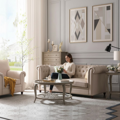 Bankstel Chesterfield 321 woonlandschap zitontwerp bank banken leren bank
