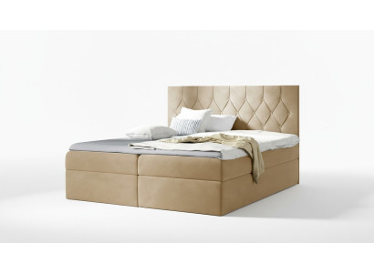 Luxe boxspring bed hotel bedden gestoffeerde functie opbergbox 180x200cm beige