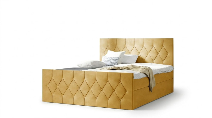 Bed met bekleding Bedden Bed Bekleding Designer Boxspring Luxe Ontwerp Geel 200x200 Nieuw