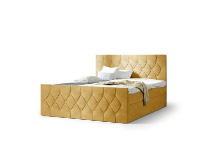 Bed met bekleding Bedden Bed Bekleding Designer Boxspring Luxe Ontwerp Geel 200x200 Nieuw