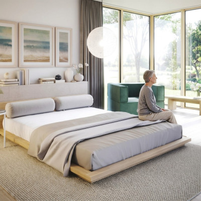Tweepersoonsbed Hotel Textiel Slaapkamer Bedden Bedframe Hout Design Modern