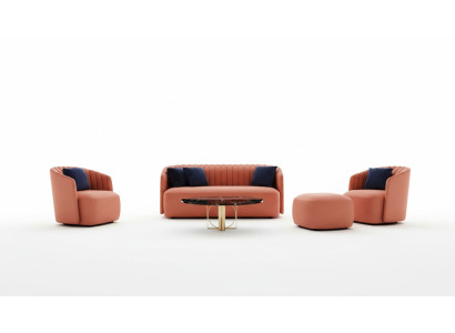 Set van 3 delen bankstel 3+2+1 zits bankstel Bankstel Stof Banken Fauteuil Oranje Nieuw