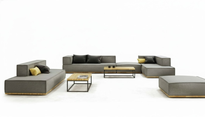 Hoekbank L-vorm Luxe bankstel Sofa Stof Banken Bekleding Zit Hoek Modern Grijs